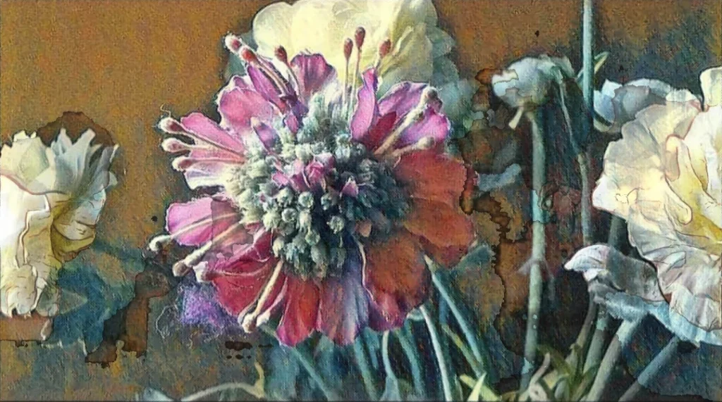 cuadro con flores rosas
